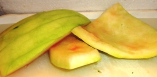 watermelon rind, cut
